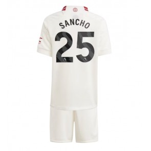 Lacne Dětský Futbalové dres Manchester United Jadon Sancho #25 2023-24 Krátky Rukáv - Tretina (+ trenírky)